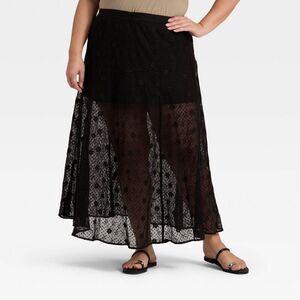 Universal Thread - Women's Lace Maxi A-Line Skirt - Universal Thread  Black
